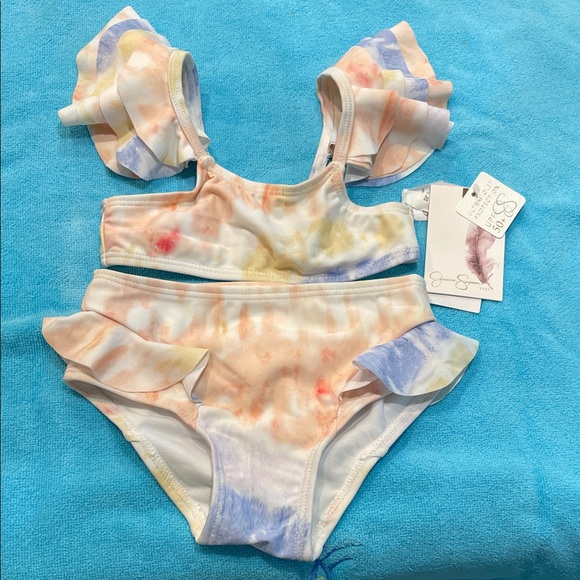 Jessica Simpson Colorful Ruffled Bikini Set. NWT SPF 50 - Picture 1 of 4